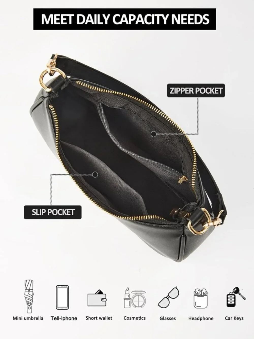 Chic Small Crescent Shoulder Bag for Women | Stylish Hobo Purse & Handbag